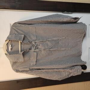 Calvin Klein Women's Striped Lace-Up Blouse- Size 0X